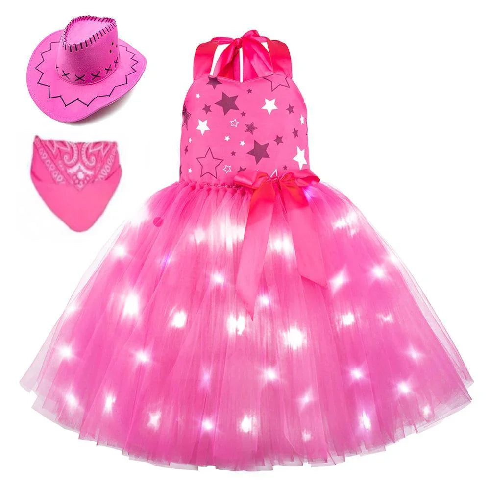 Barbie Movie Margot Barbie Pink Glow Tutu Dress Halloween Outfits Cosplay Costume Kids - Pajamasbuy