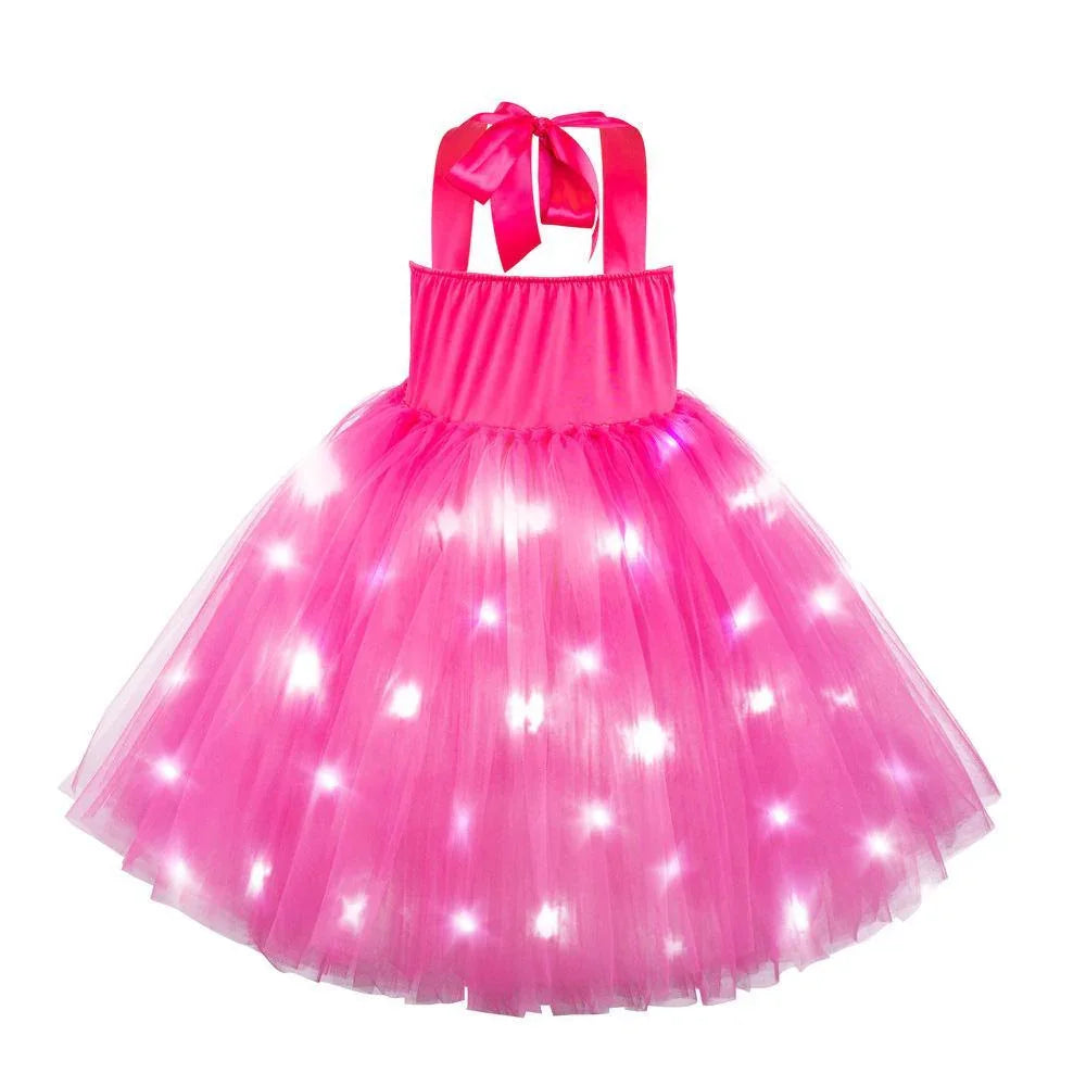Barbie Movie Margot Barbie Pink Glow Tutu Dress Halloween Outfits Cosplay Costume Kids - Pajamasbuy