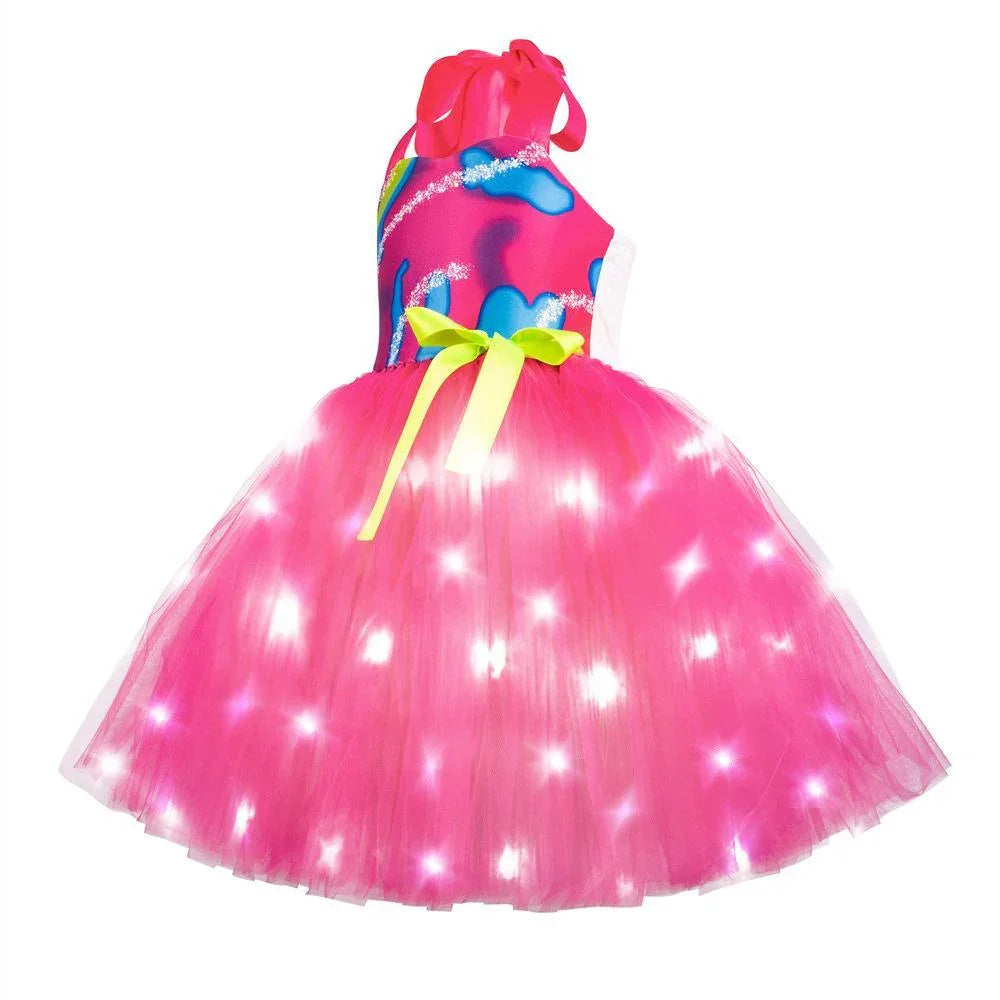 Barbie Movie Margot Barbie Pink Glow Tutu Dress Halloween Outfits Cosplay Costume Kids - Pajamasbuy