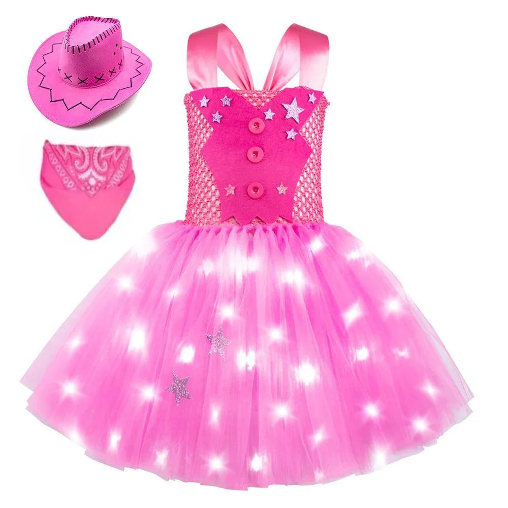Barbie Movie Margot Barbie Pink Glow Tutu Dress Halloween Outfits Cosplay Costume Kids - Pajamasbuy
