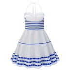 Barbie Movie Margot Sleeveless Halter Neck Dress Halloween Outfits Cosplay Costume Kids - Pajamasbuy