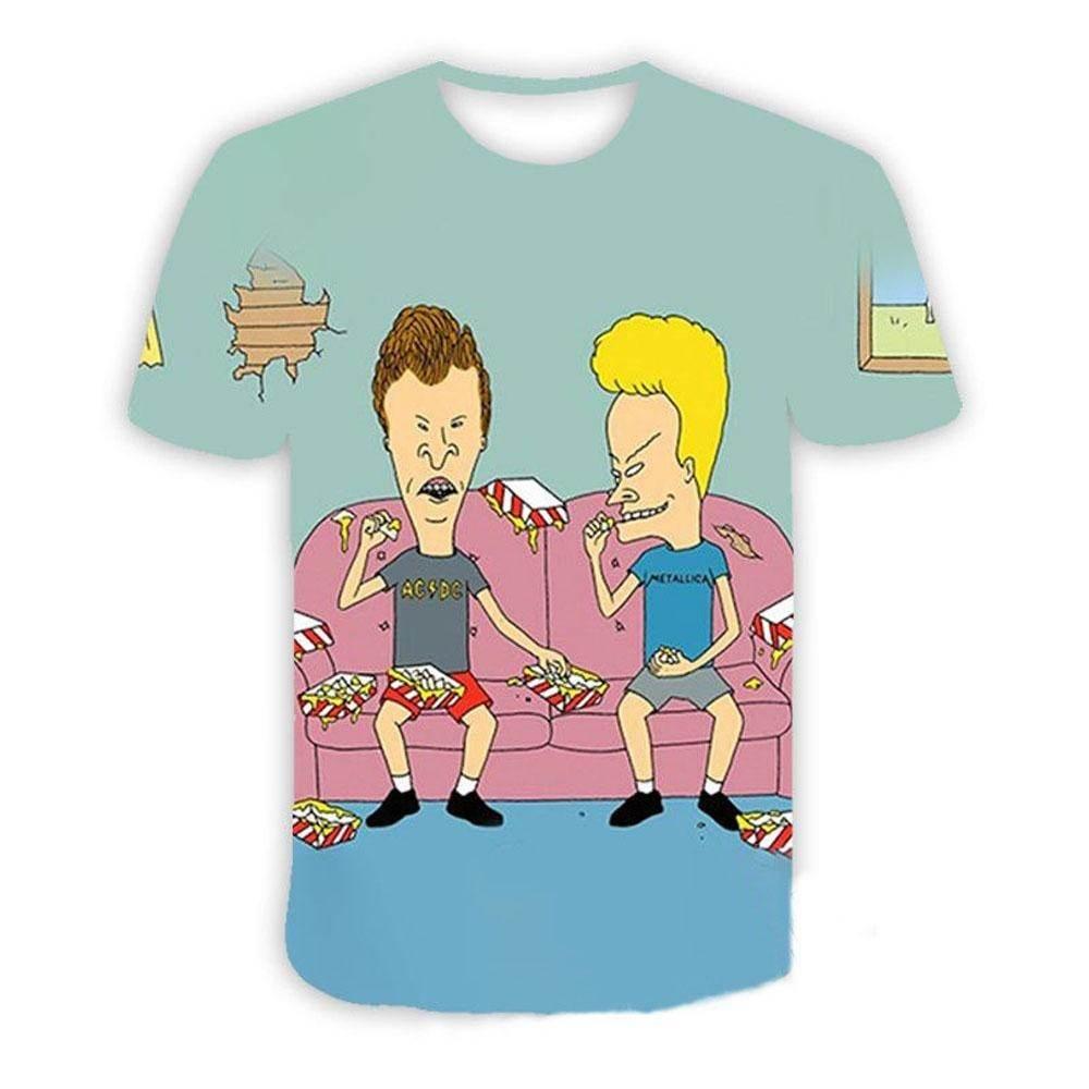 Beavis and butthead costumes round neck short sleeve men's 3D T-shirt - Azufun