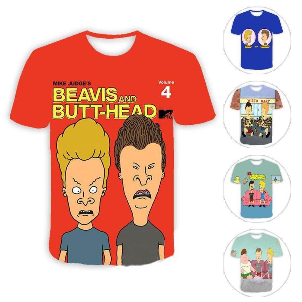 Beavis and butthead costumes round neck short sleeve men's 3D T-shirt - Azufun