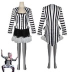 Beetlejuice 2 Costume Black and White Striped Women Dress Outfits - Azufun