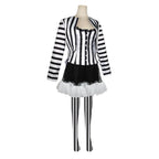 Beetlejuice 2 Costume Black and White Striped Women Dress Outfits - Azufun