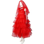 Beetlejuice Lydia Deetz Red wedding Dress Halloween Cosplay Costume For Women - Azufun