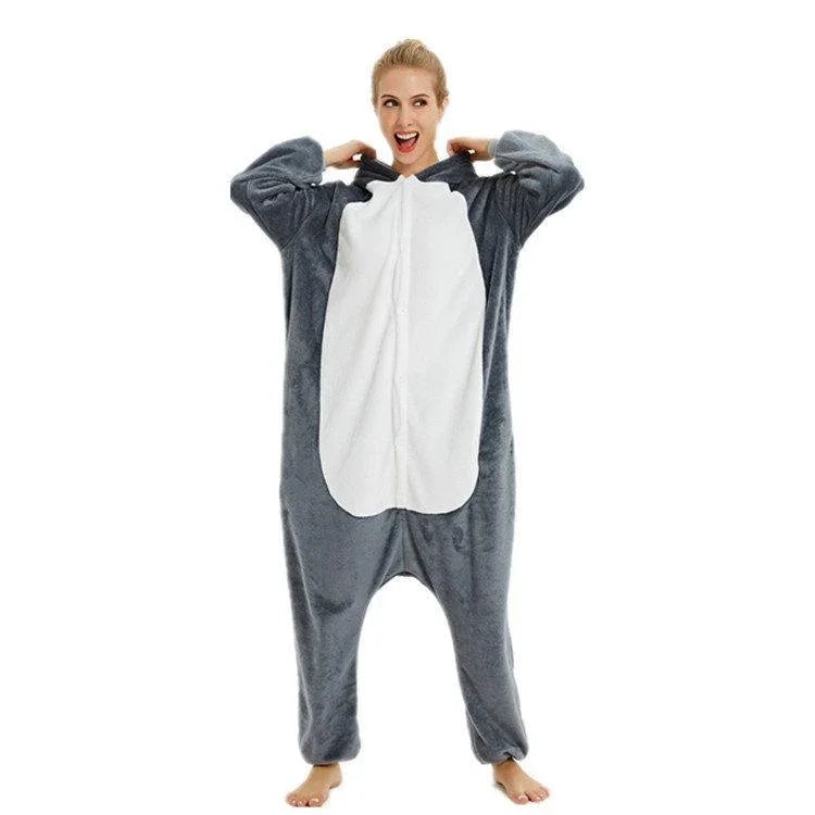 BuyBlack Husky Dog Kigurumi Onesies Pajamas Costume for Adult Now Cheaper With 3 - 5 Days Ship - PajamasBuy
