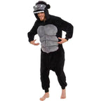 Black King Kong Costume Suit Cartoon Animal Kigurumi Flannel Onesie for Adults - Azufun