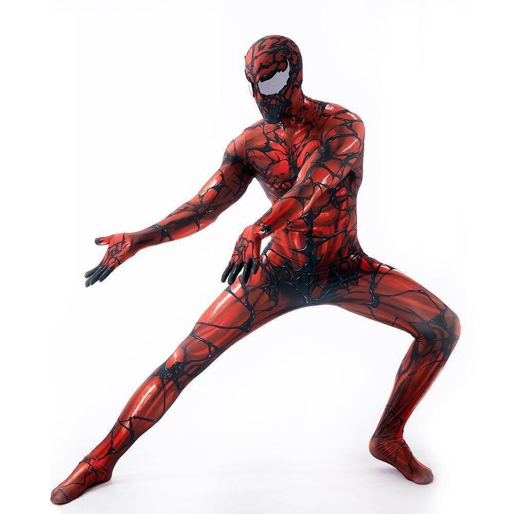 Carnage Red Rubies Venom Spider-Man Costume Cosplay Jumpsuit Superhero Bodysuit Halloween Suit Zentai For Adult Kids - Azufun