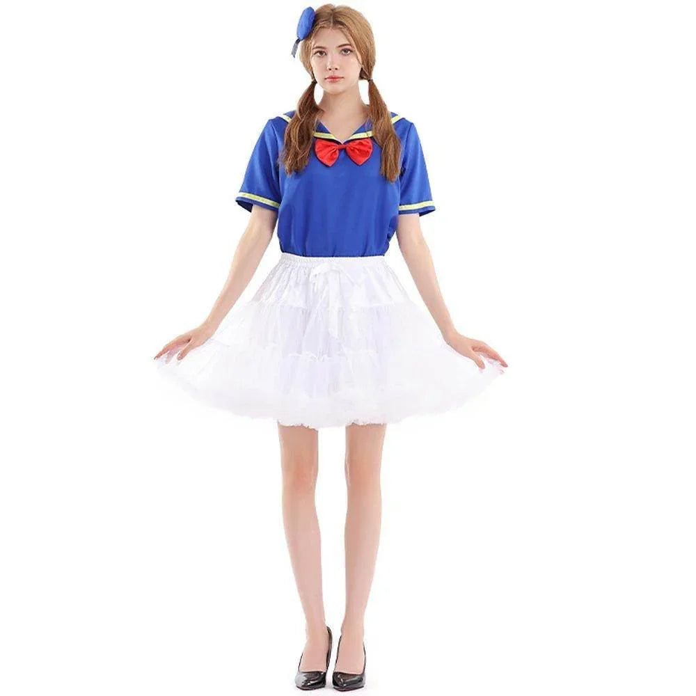 Duck Sailor Skirt Dress Cosplay Costumes Adult Full Set - Azufun