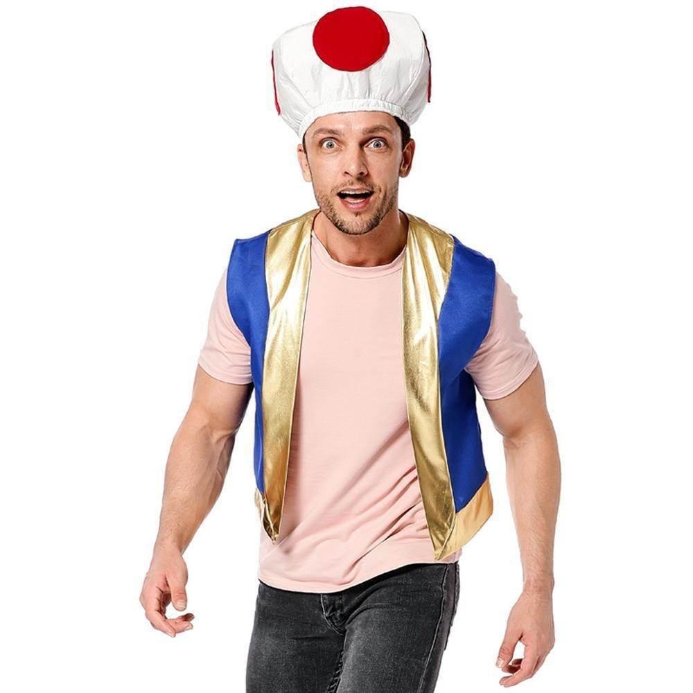 Halloween Mushroom Kingdom Red Dot Mushroom Head Captain Chino Acting Prop Costume - Azufun