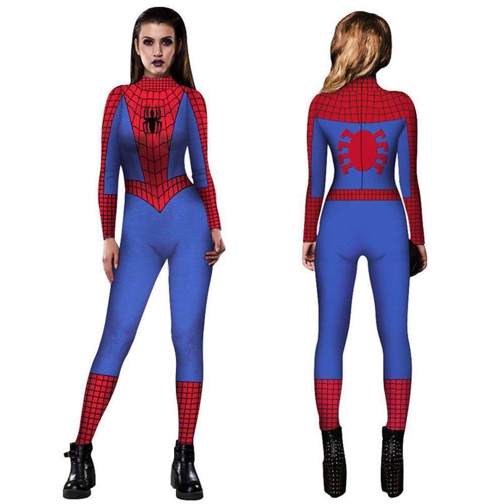 Halloween Peter B Parker Spider woman Digital Printed Bodycon Jumpsuit Costume - Azufun
