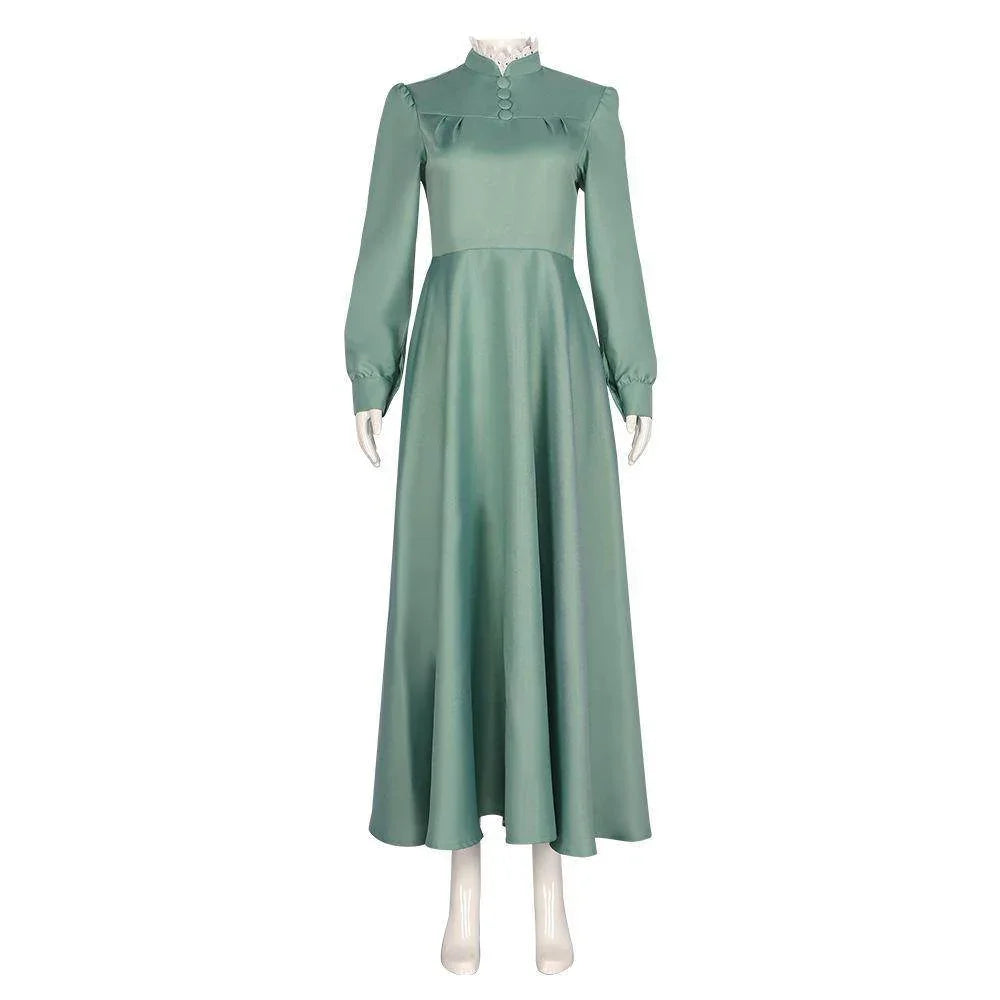 Howl's Moving Castle Green Maid Dress Halloween Carnival Suit Cosplay Costume - Azufun