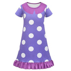 Inside Out Cosplay Costume Ruffle Nightgown for Girls Kids' Homewear Dress with Bag - Azufun