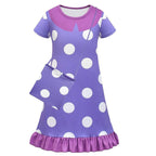 Inside Out Cosplay Costume Ruffle Nightgown for Girls Kids' Homewear Dress with Bag - Azufun