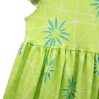 Inside Out Joy Cosplay Costume Dress for Girls Flutter Sleeve A Line Dress with Bag - Azufun