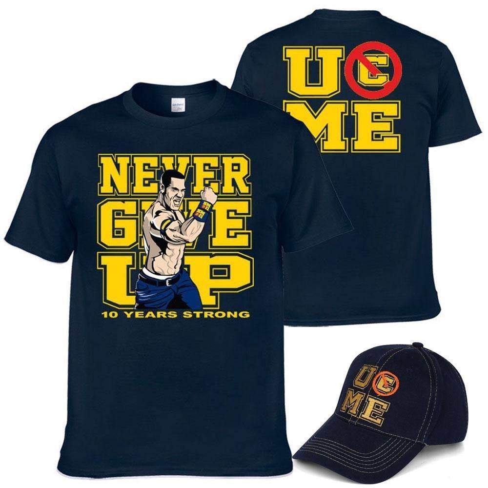 John Cena Costume Set With T-shirt Hat for Adult Kids Boys - Azufun