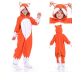 Christmas Costumes Kids Cartoon Fox Kigurumi Pajamas Hooded Jumpsuit