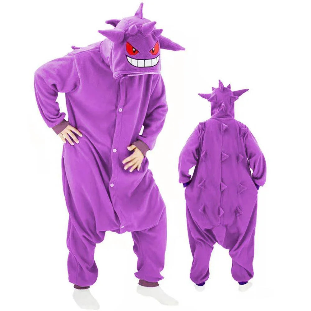 Gengar Kigurumi Onesies Anime Pokemon Pajamas Pyjamas Halloween Costume - Azufun