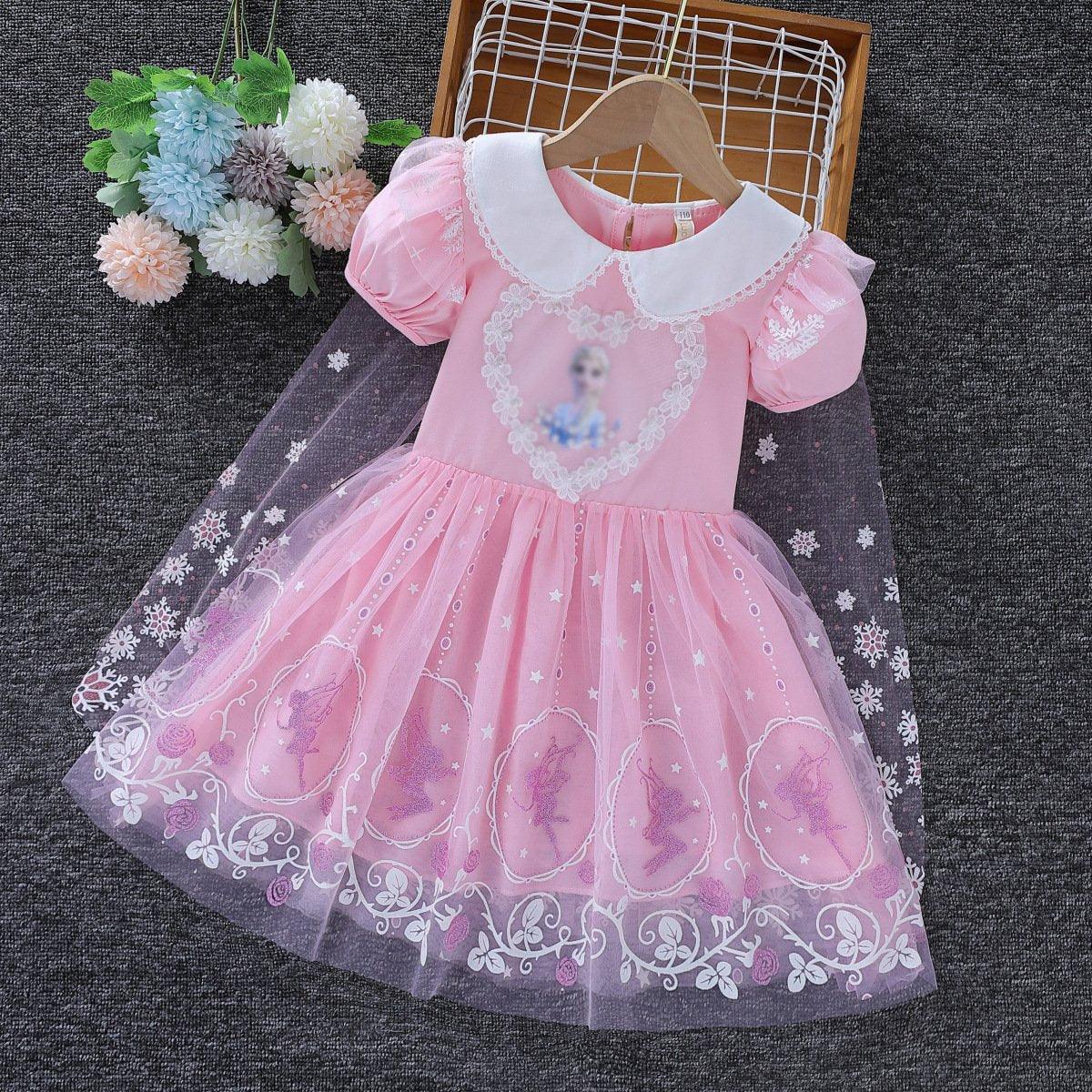 Frozen dresses Elsa princess dress cape Girls baby fluffy Costume Tutu Dress