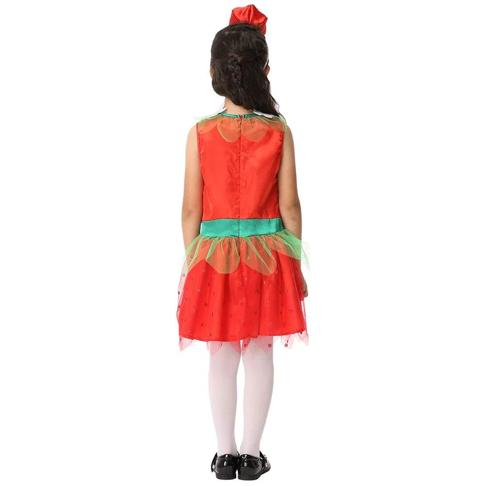 Red Shopkins Strawberry Dress Girls Costume Halloween Children's Day