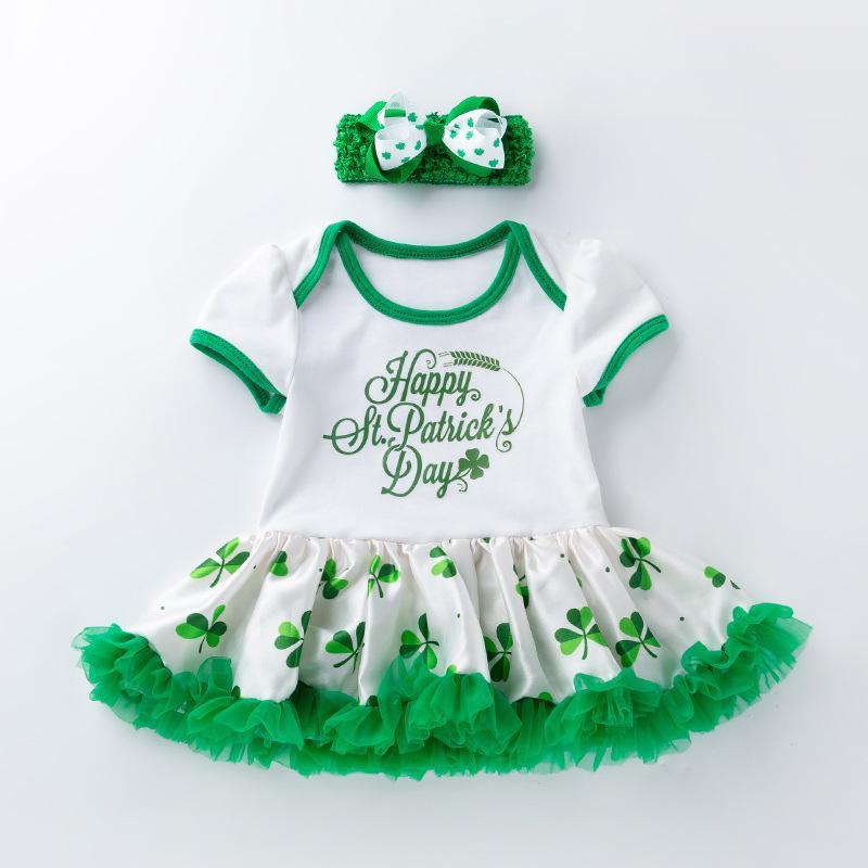 Infant Baby Girls St. Patrick?¡¥s Day Outfit Green Shamrock Romper Tutu Skirt