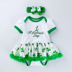 Infant Baby Girls St. Patrick?¡¥s Day Outfit Green Shamrock Romper Tutu Skirt