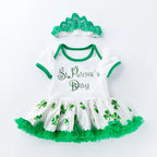 Infant Baby Girls St. Patrick?¡¥s Day Outfit Green Shamrock Romper Tutu Skirt