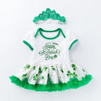 Infant Baby Girls St. Patrick?¡¥s Day Outfit Green Shamrock Romper Tutu Skirt