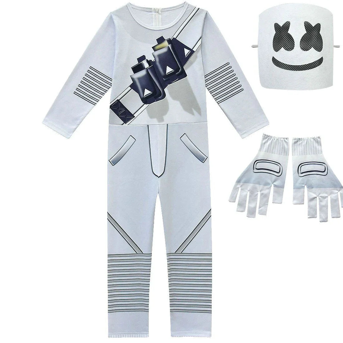 DJ Marshmello Chris Comstock Cosplay Costume Jumpsuit for Kids Gift
