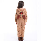 Family Matching Santa Deer Kigurumi Pajamas Hooded Zipper Jumpsuit