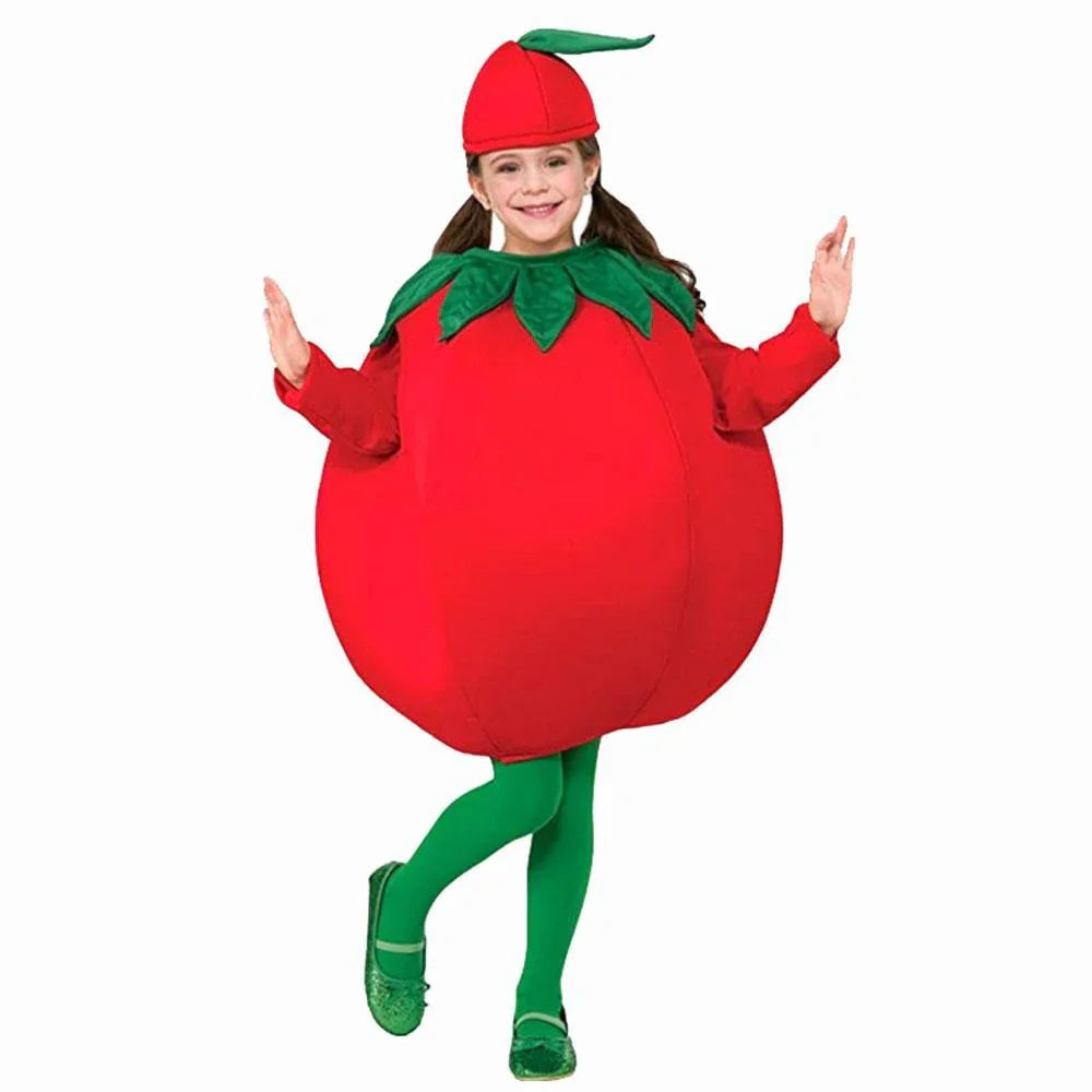 Tomato Child Cosplay Costume Halloween Boys Girls Party Stage Performance Outfit for Kids
