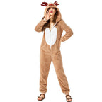 Family Matching Santa Deer Kigurumi Pajamas Hooded Zipper Jumpsuit