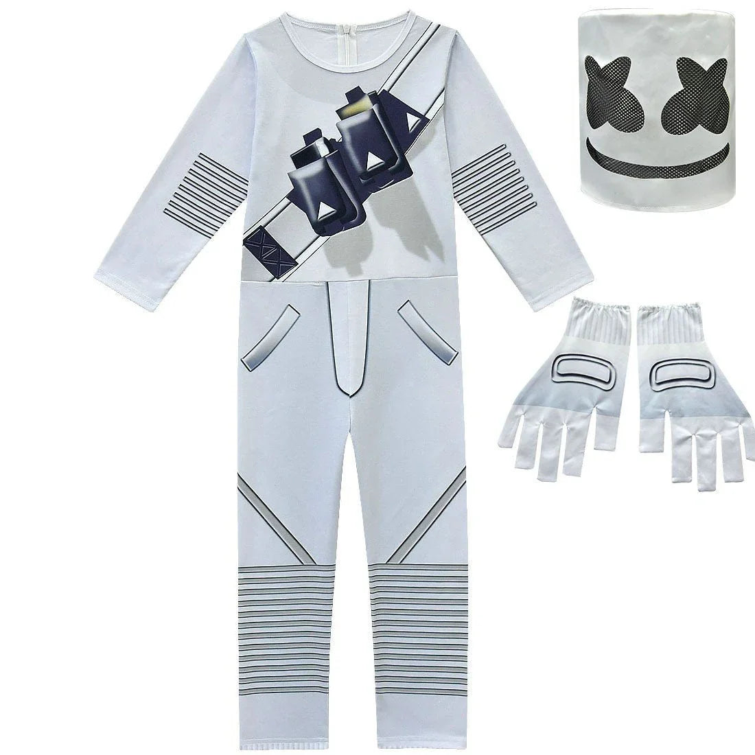 DJ Marshmello Chris Comstock Cosplay Costume Jumpsuit for Kids Gift