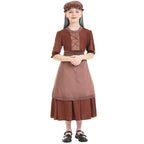 Brown wolf granny maid cosplay costumes colony girl dress for Kids - Azufun