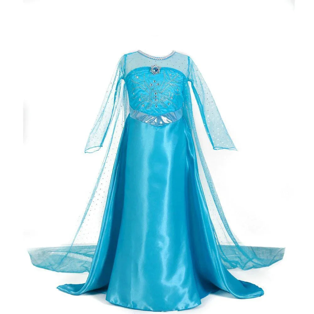 Frozen Elsa Cosplay Party Show Long sleeve Princess Dress for Girl - Azufun