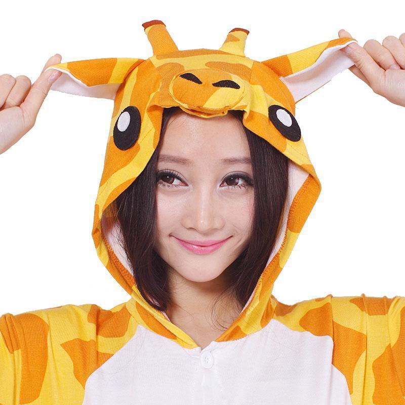 Giraffe Pajamas Onesie Hoodie Kigurumi Short Sleeve Costume - Azufun