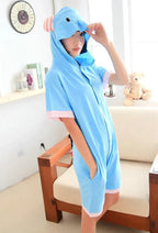 Elephant Pajamas Onesie Hoodie Kigurumi Short Sleeve Costume - Azufun