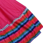 Traditional Mexican Rose Red Cosplay Costume Long Skirt Dance Halloween Party Game Dress for Girls