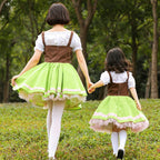 Grass green performance cosplay costumes dress for mom and me - Azufun