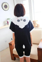 Blink Panda Pajamas Animal Onesie Hoodie Kigurumi Short Sleeve - Azufun