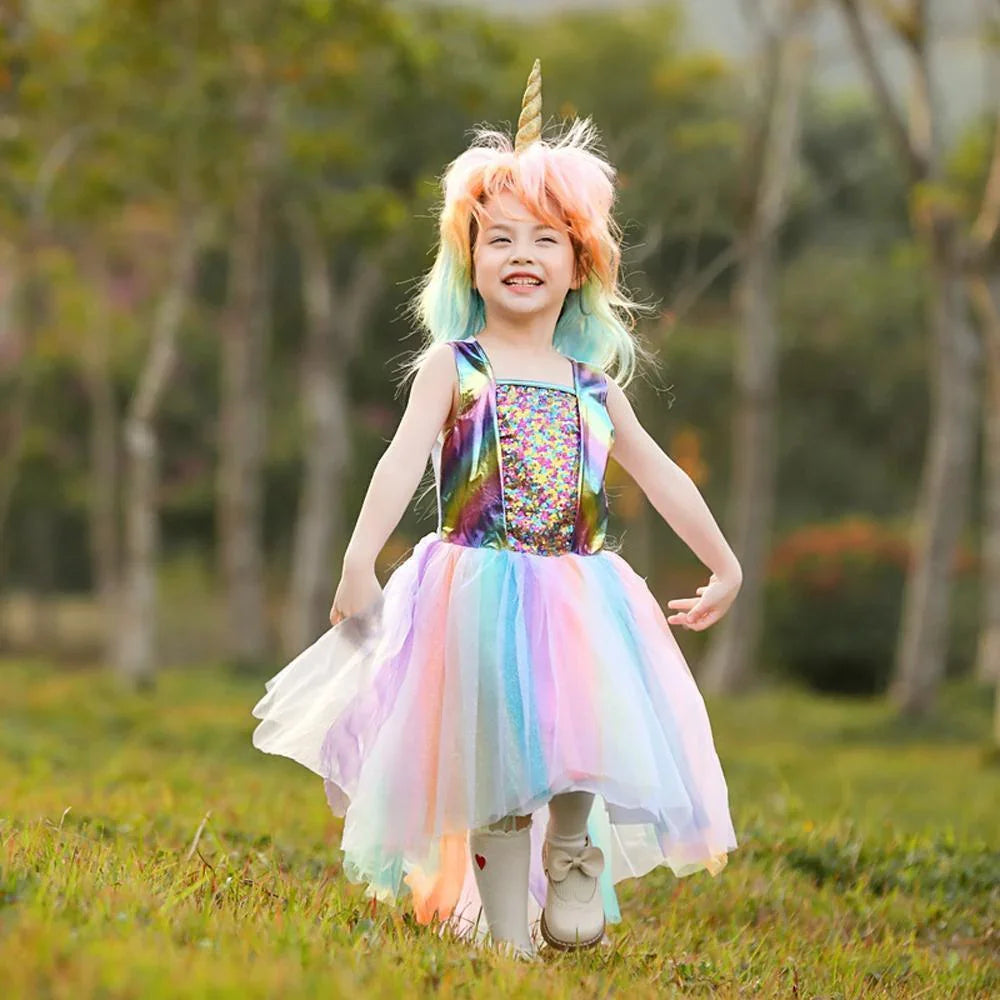 Rainbow unicorn candy color cosplay costumes dress for mom and me - Azufun