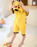 Pokemon Pikachu kids Yellow Animal Onesies Summer Pajamas - Azufun