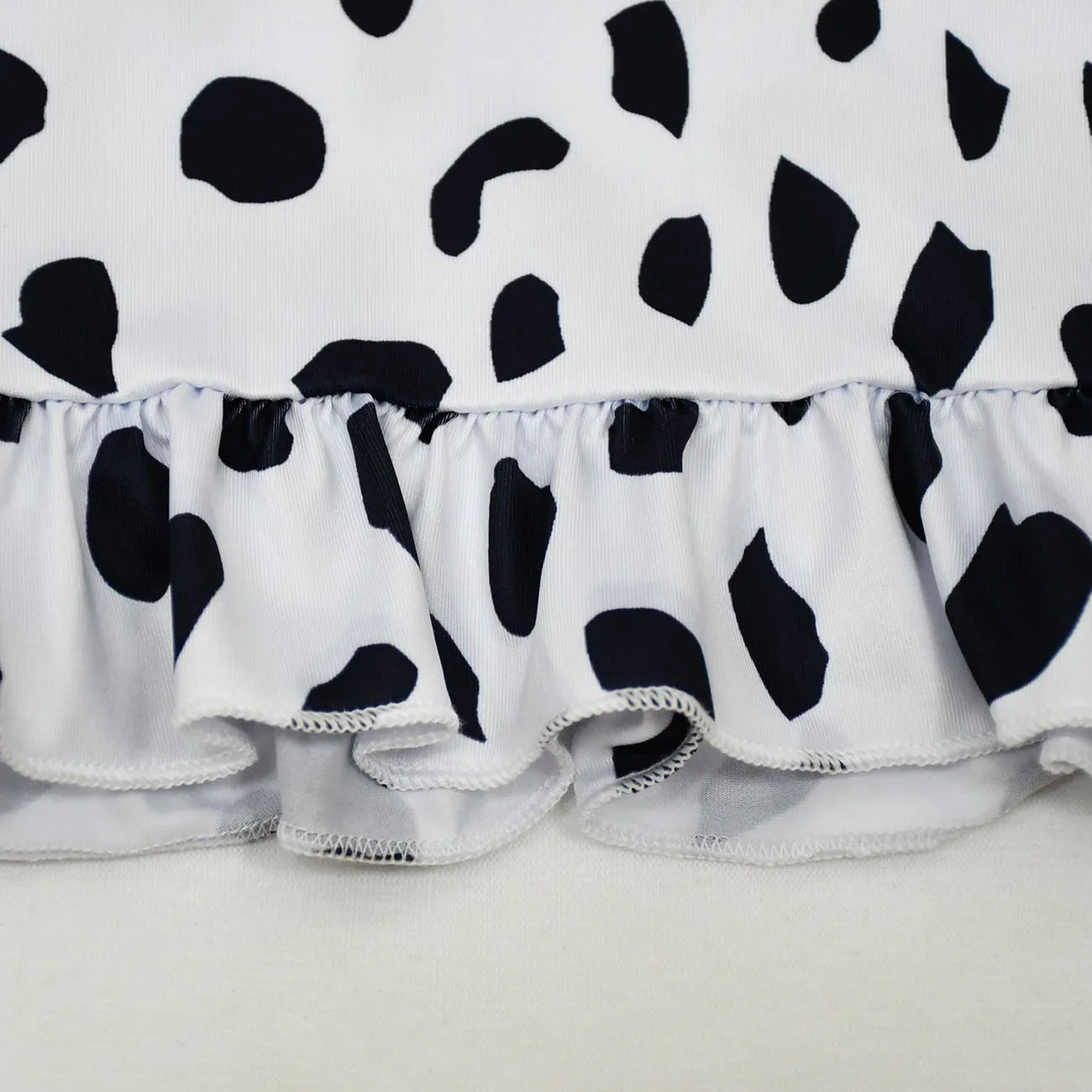 Cruella Costume Cosplay Dress Up Halloween Outfits Role Play Spotted Dot Ruffle Dresses for Girls