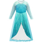 Frozen 2 Elsa blue snow queen princess dress For Toddler Girls - Azufun