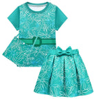 Kids' Inside Out Disgust Cosplay Costume Set Short Sleeve Pleated Dress with Bag - Azufun