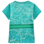 Kids' Inside Out Disgust Cosplay Costume Set Short Sleeve Pleated Dress with Bag - Azufun