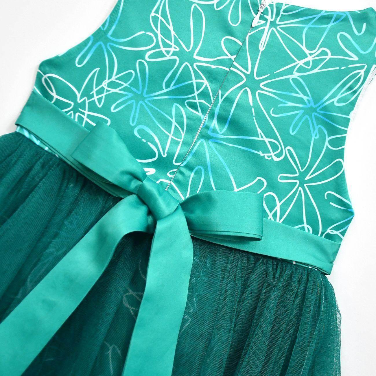 Kids' Inside Out Disgust Tutu Dress Cosplay Princess Gown with Bag and Mask - Azufun