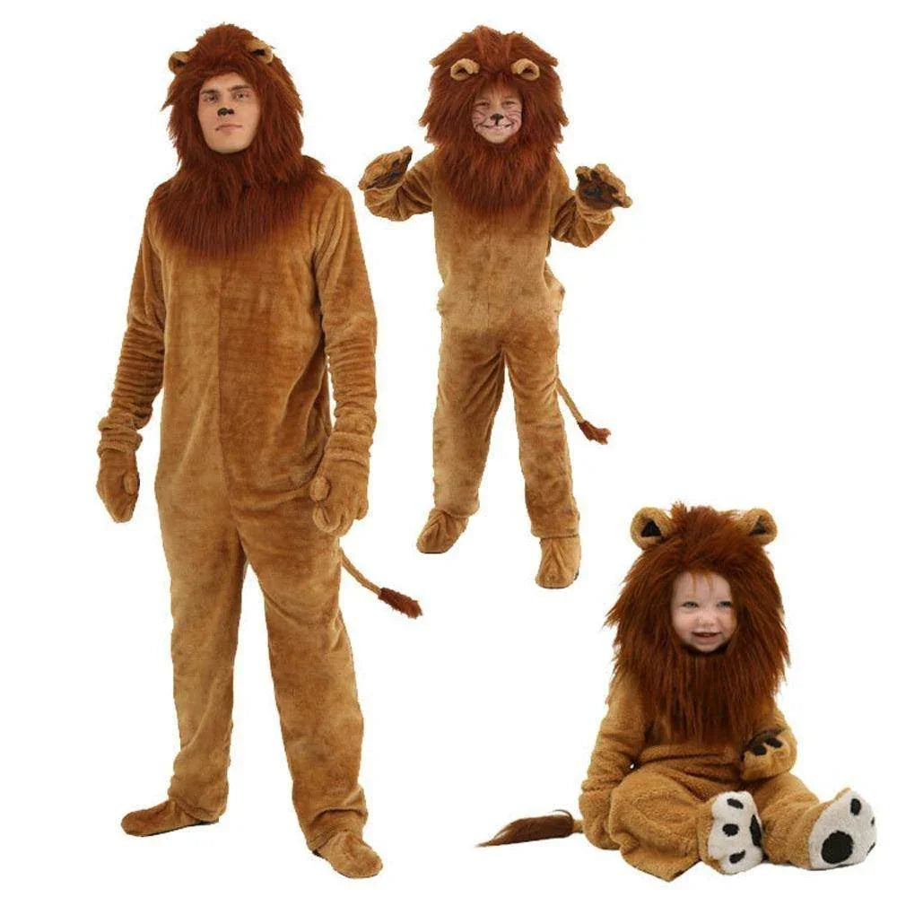 lion costume wizard of oz real animal party Cosplay Adult Kids Matching - Azufun