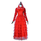 Lydia Deetz Wedding Red Dress Beetlejuice Costume For Women Halloween - Azufun